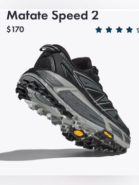 Hoka  Mafate Speed 2 Men Trail Shoe Black/Castlerock M10.5/W11.5 unisex preowned